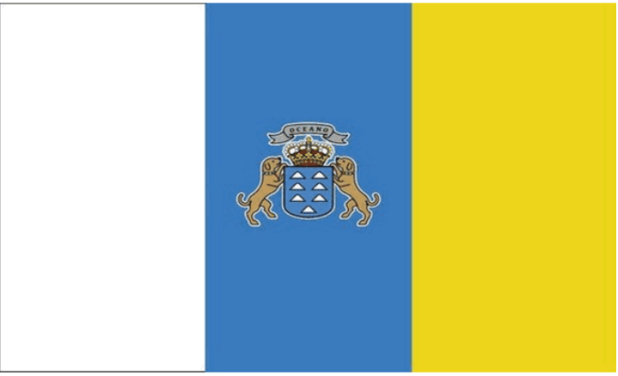 The flag of the Canary Islands with white, blue and yellow horizonal stripes