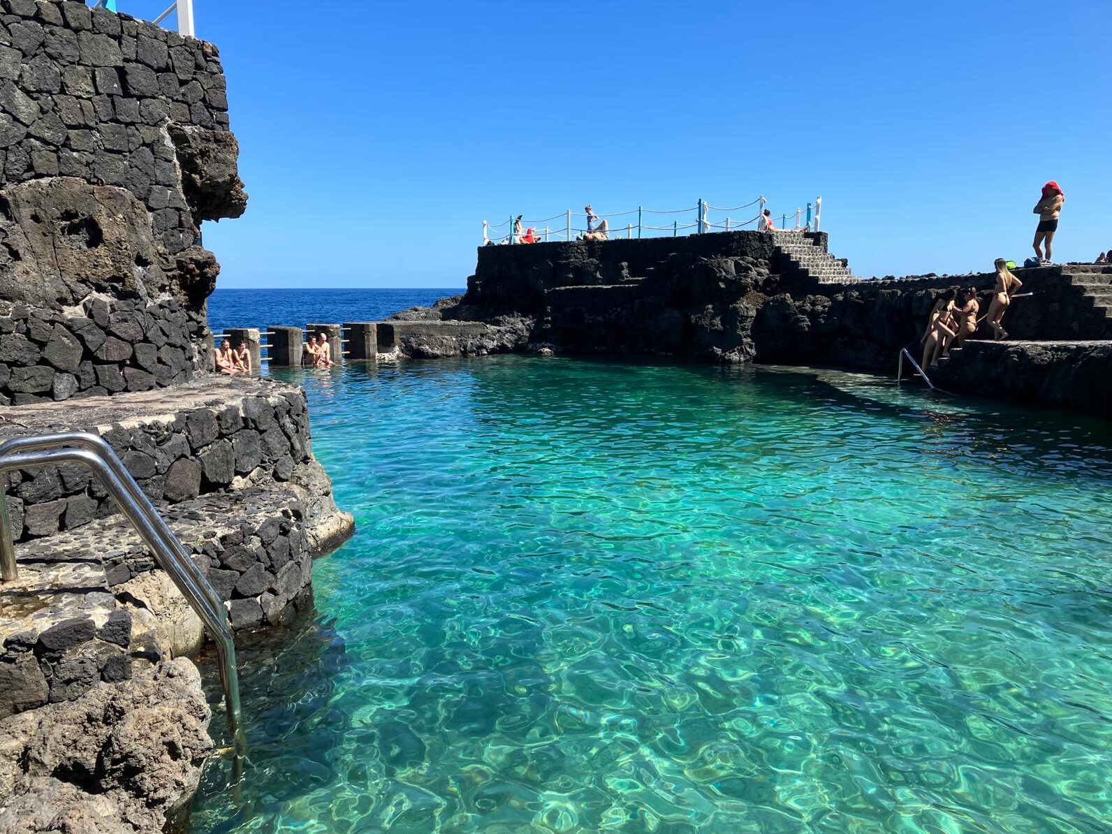 Crystal clear natural seawater swimming pool called Charco Azul in La Palma