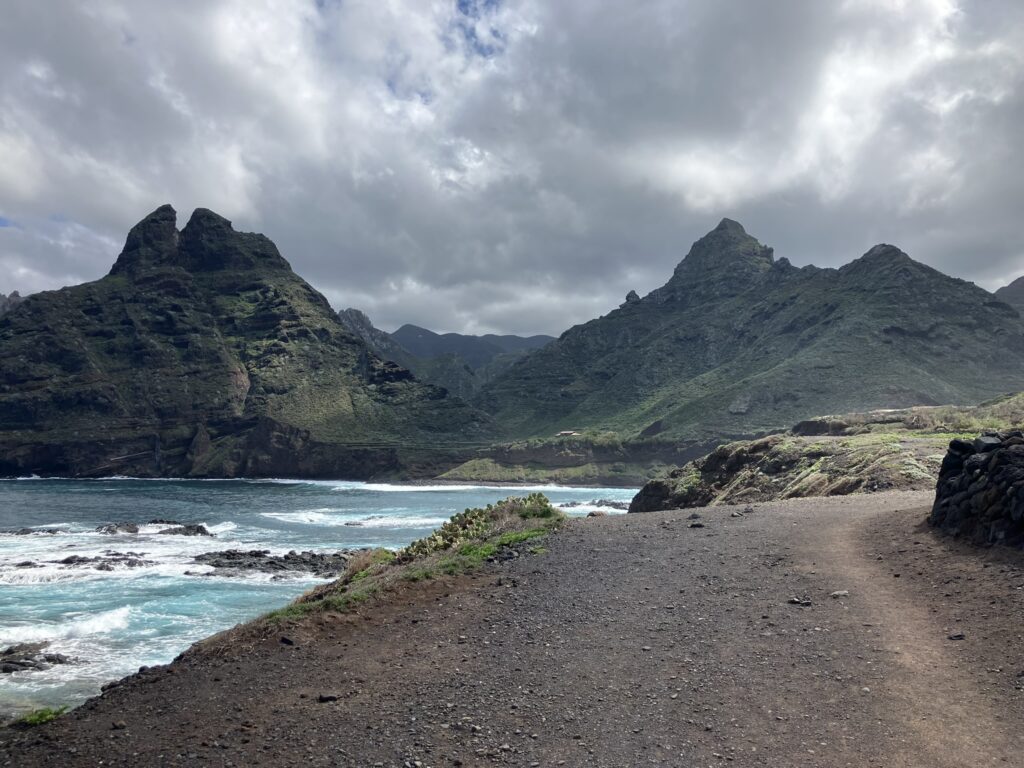 Dramatic volcanic mountains and ocean scenery in Anaga Rural Park, Tenerife. Recommended in the beginner's guide to Tenerife