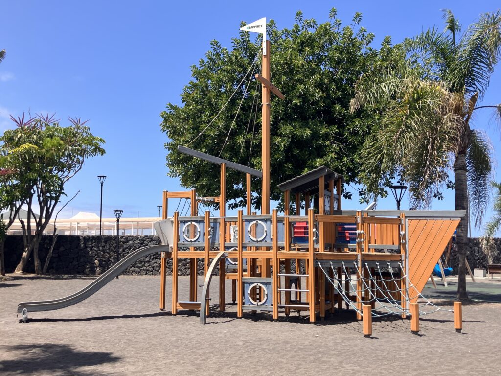 Pirate ship shaped outdoor playground in Puerto de la Cruz, Tenerife